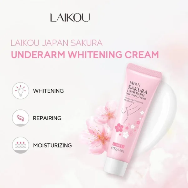 LAIKOU Japan Sakura Underarm Whitening Cream Body Lotion Armpit Lighten Dark Spots 30g Whitening Body Lotion
